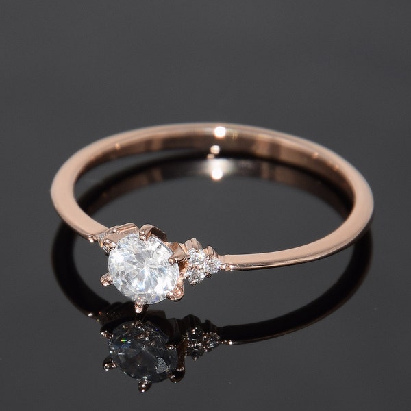 Rose gold ring, Women engagement ring, Rose gold engagement ring, Promise ring, Minimalist ring, Small ring, Tiny ring, Delicate ring
