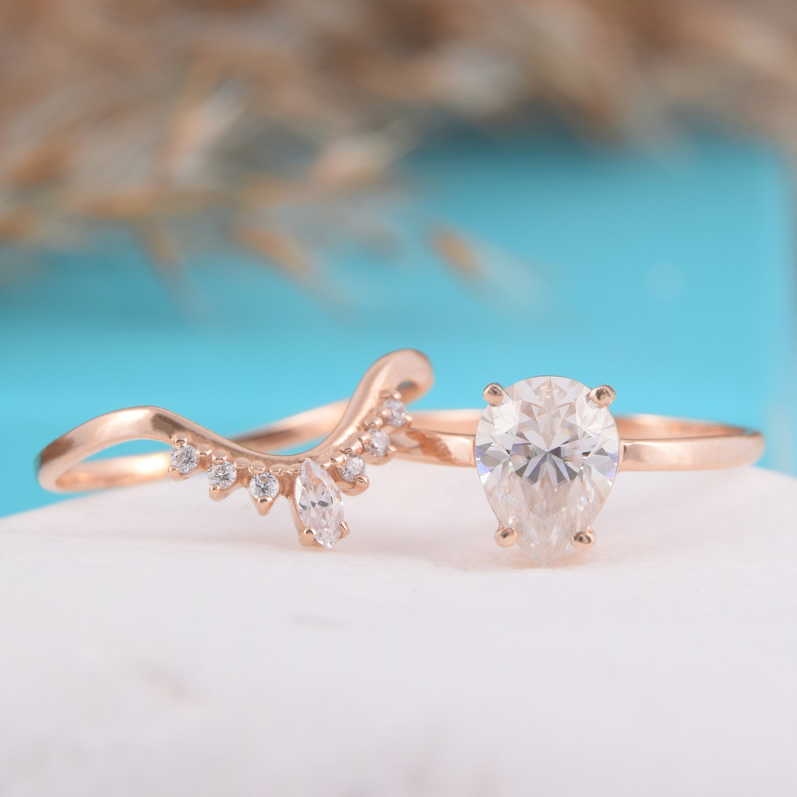 Unique Promise Rings Set for Her Simple & Dainty 14k Rose Etsy