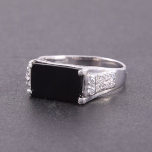 Onyx ring, Black stone ring, Men ring silver, Handsome ring, Square ring men, Black onyx ring, Signet ring, Silver signet ring