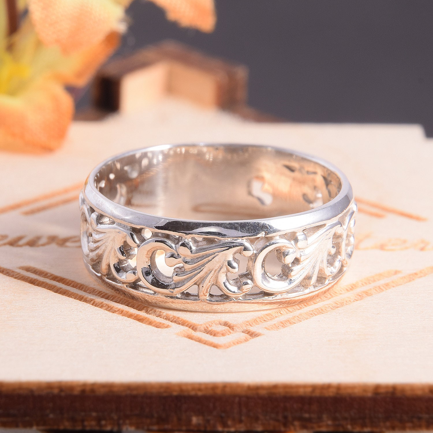 Unique 925 Sterling Silver Womens Filigree Wedding Band - Etsy