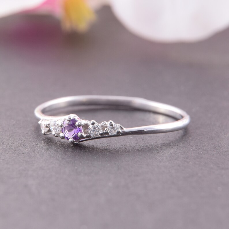 Amethyst ring Minimalist ring Dainty rings Promise ring Etsy