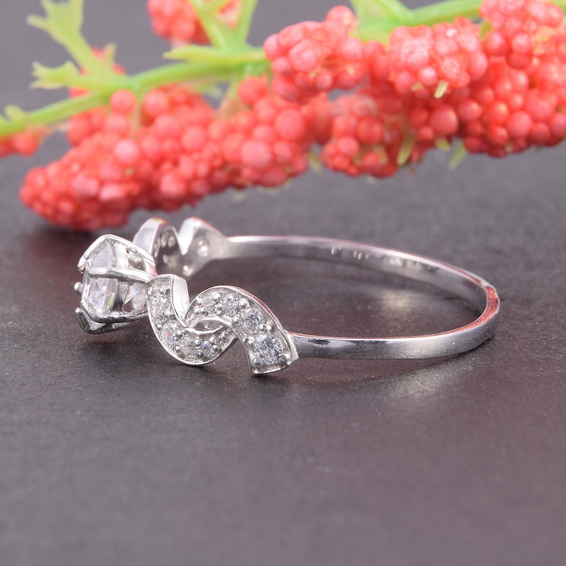 Promise Ring For Her Women Silver Ring 0.5 CT Round Cut Ring Art Deco Engagement Ring Antique Style Ring Promise Ring Silver