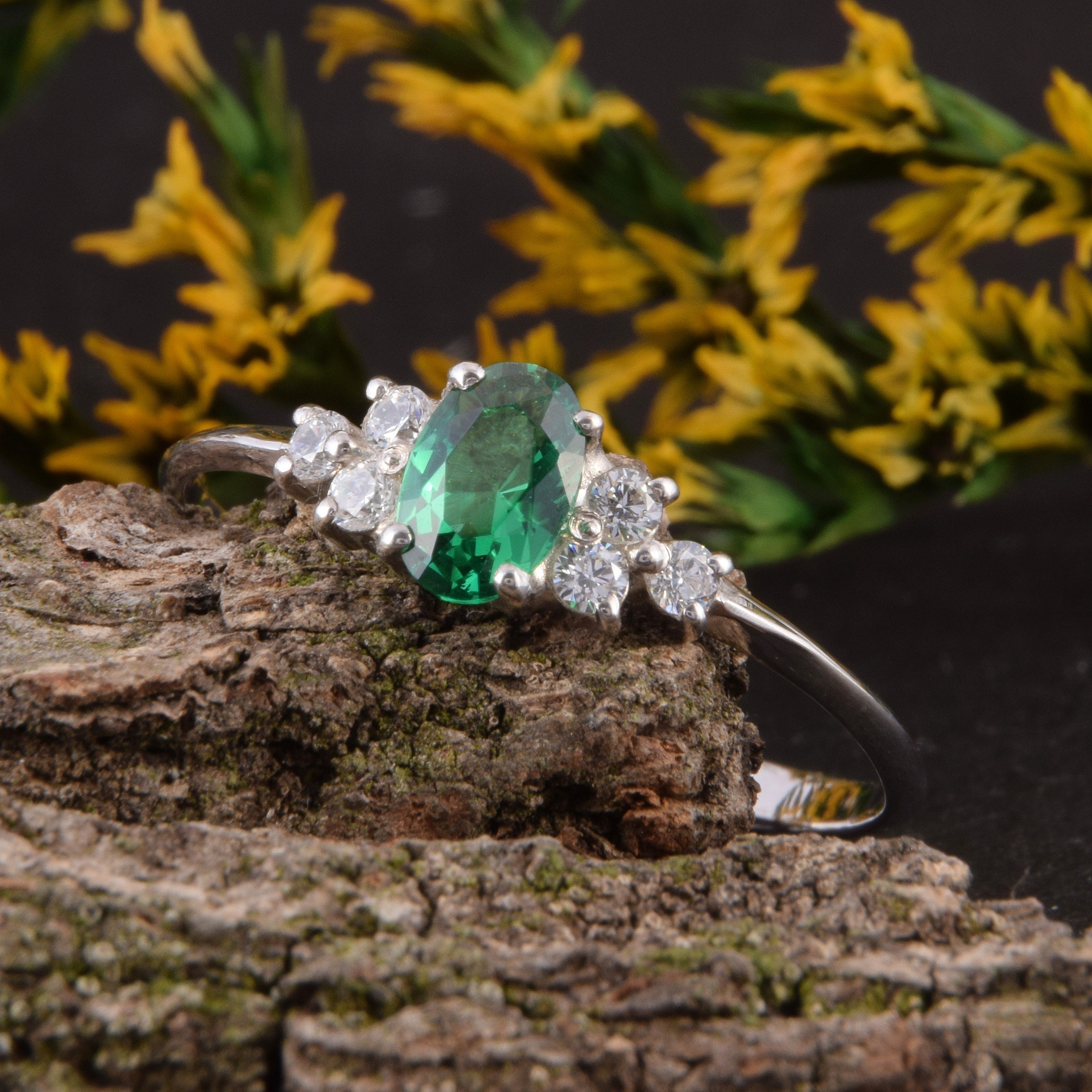 925 sterling silver emerald promise ring for her Small & Etsy