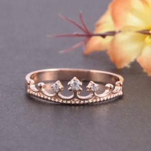 Crown ring, Rose gold ring, Anniversary ring, Promise ring gold, Anniversary gift, Gold crown ring, Victorian ring, Promise ring women image 1