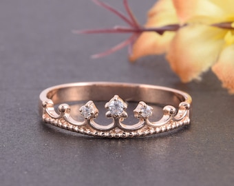 Crown ring, Rose gold ring, Anniversary ring, Promise ring gold, Anniversary gift, Gold crown ring, Victorian ring, Promise ring women