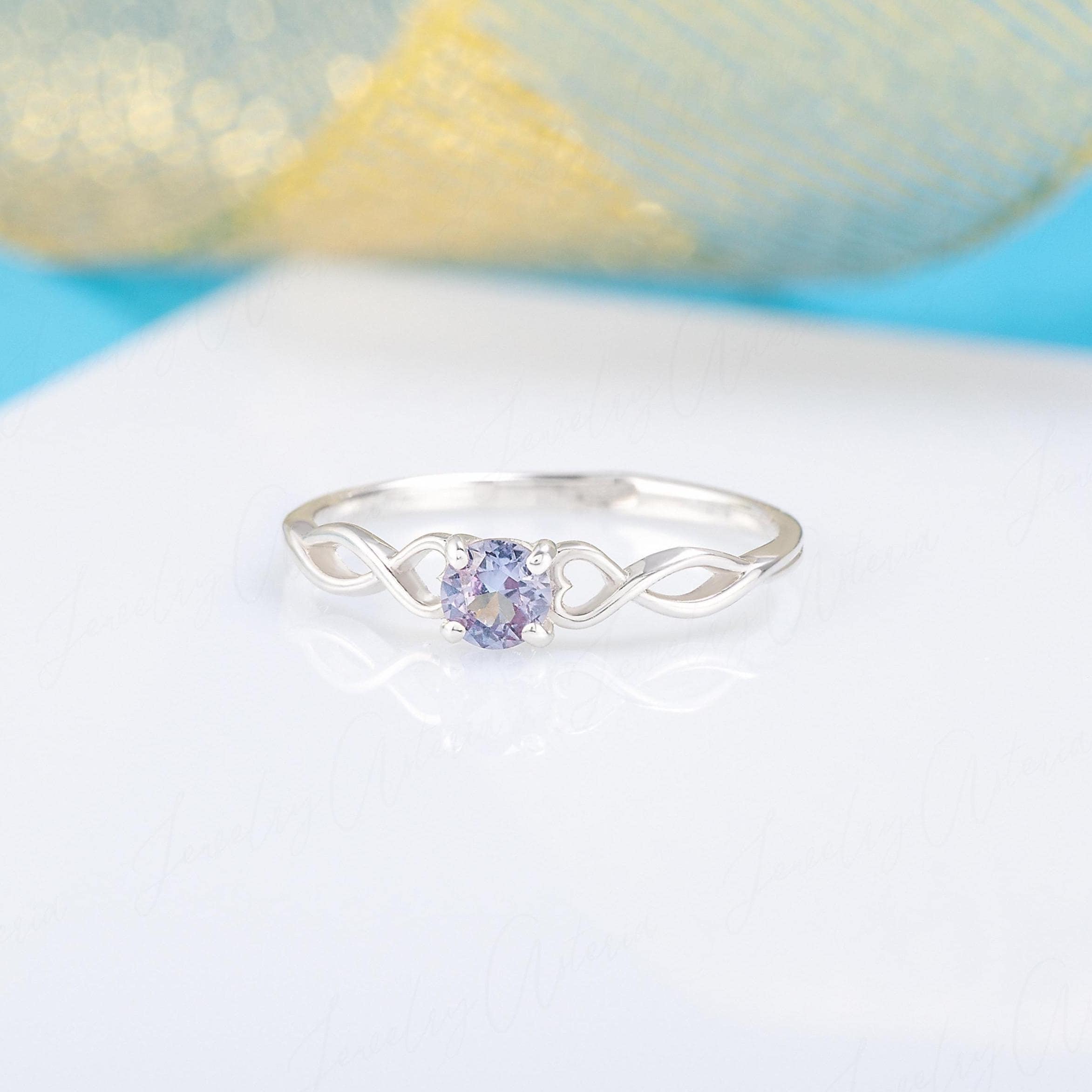 1.28ct Natural Amethyst Engagement Ring - White Gold Plated Sterling Silver, Size 11 - View #7