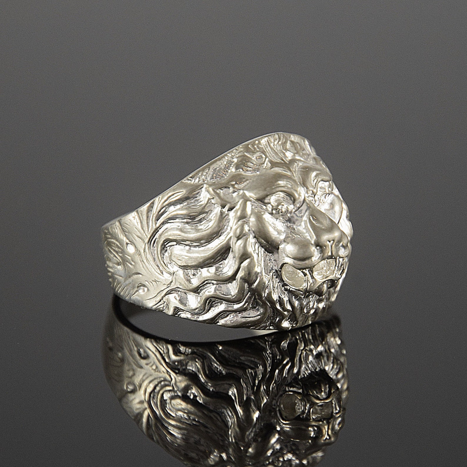 Men Silver Ring, Lion Ring, Animal Ring, Big Silver Ring, Statement ...