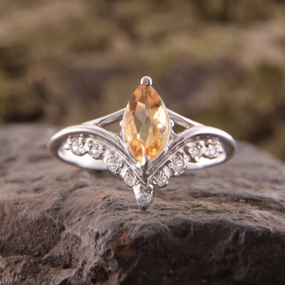 Silber Ring 925 Mit Edelstein - Verstellbarer Damen Ring Topas Citrin Rubin