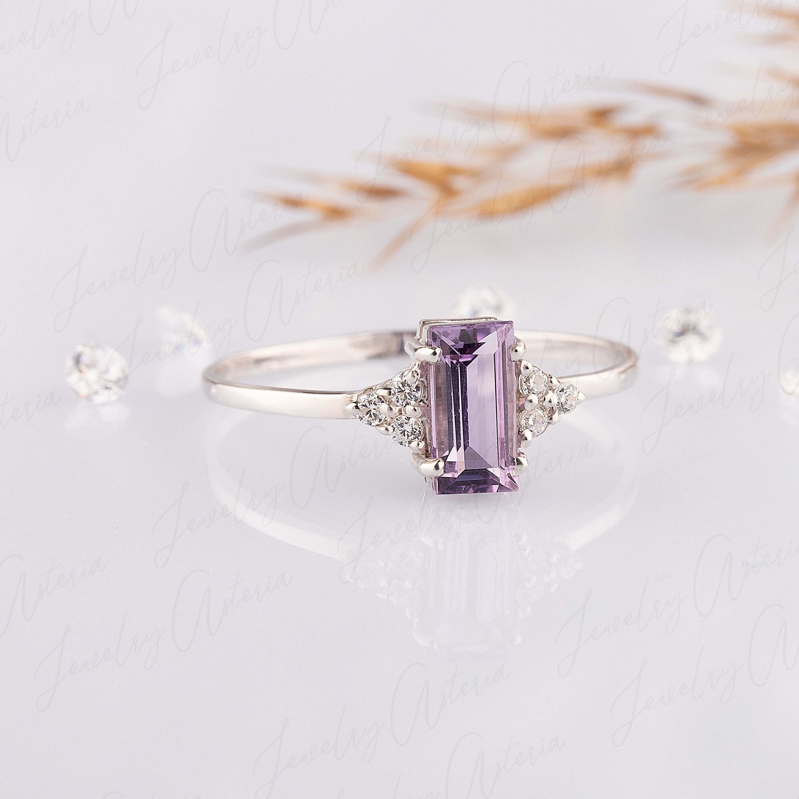 Details about Delicate Baguette Natural Amethyst 925 Sterling Silver Women Engagement Ring Details about Delicate Baguette Natural Amethyst 925 Sterling Silver Women Engagement Ring