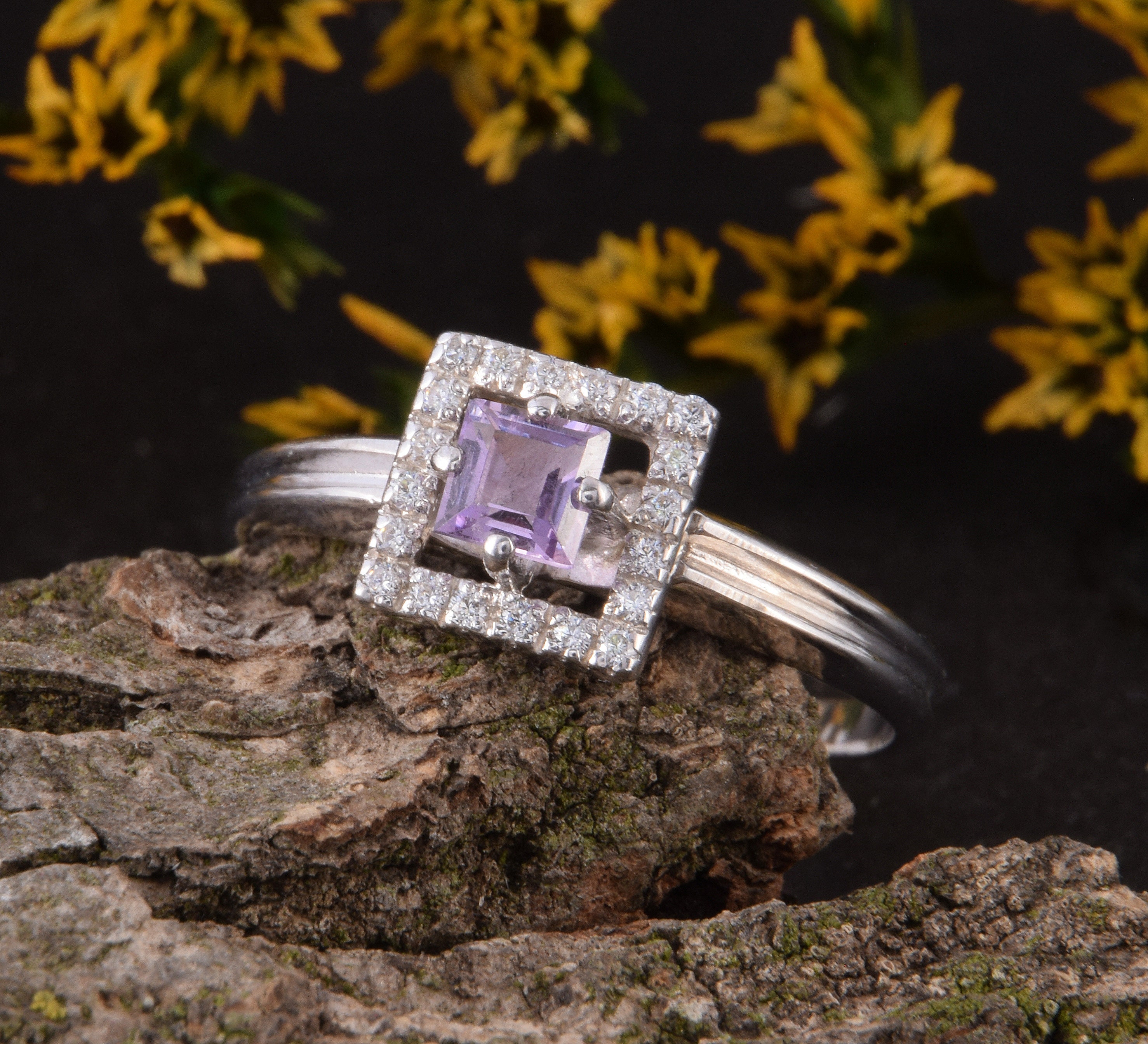Unique sterling silver amethyst promise ring for her Womens Etsy
