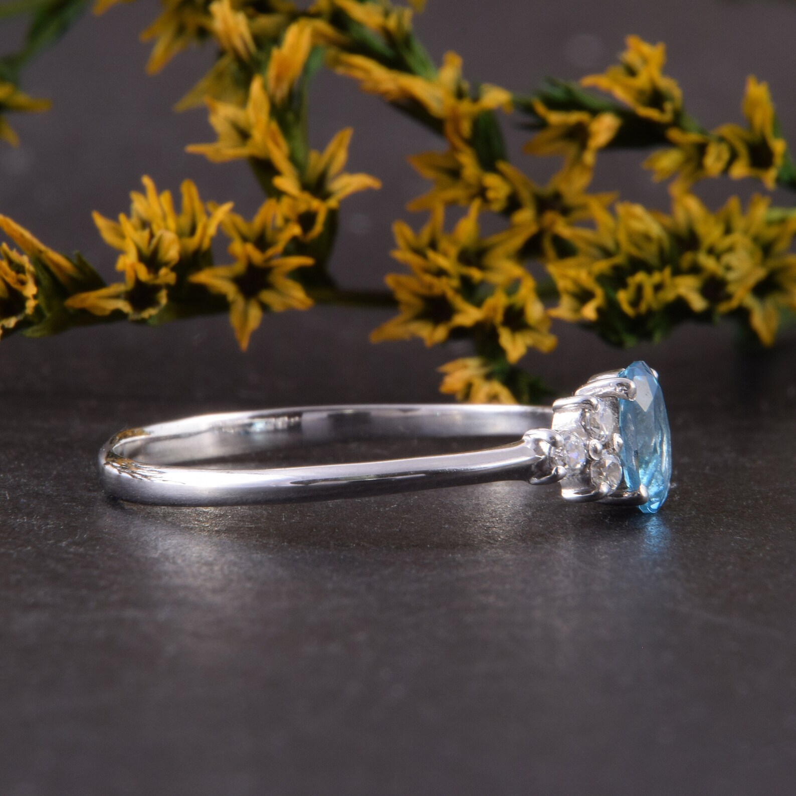 Blue Topaz Promise Ring for Her Art Deco Sterling Silver Etsy