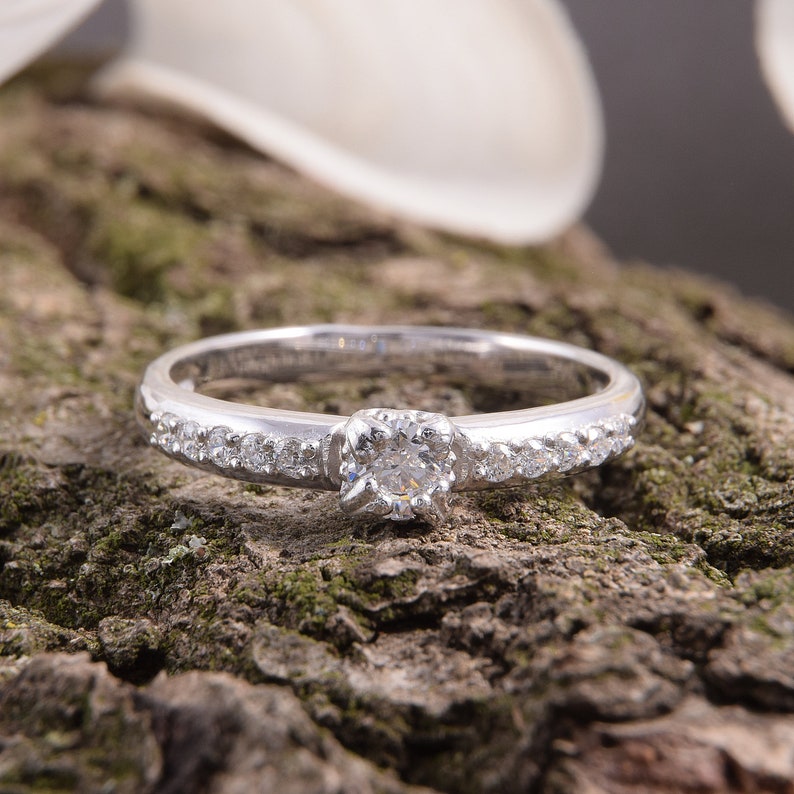 Set of 2 silver rings Cz silver rings Bridal rings set Silver promise rings Silver wedding rings Wedding rings set Women rings set