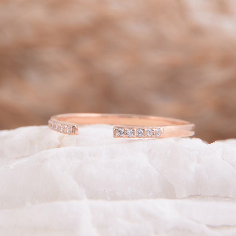 Art deco oval cut cz engagement rings set, Promise rings set, Art nouveau womens wedding rings set, Unique 14k rose gold bridal rings set image 5