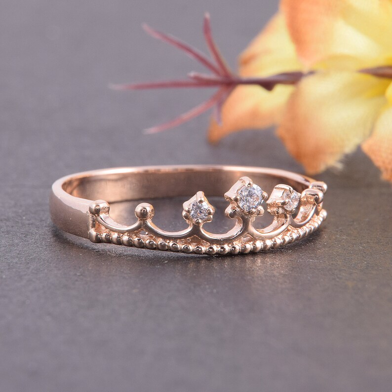 Crown ring, Rose gold ring, Anniversary ring, Promise ring gold, Anniversary gift, Gold crown ring, Victorian ring, Promise ring women image 4