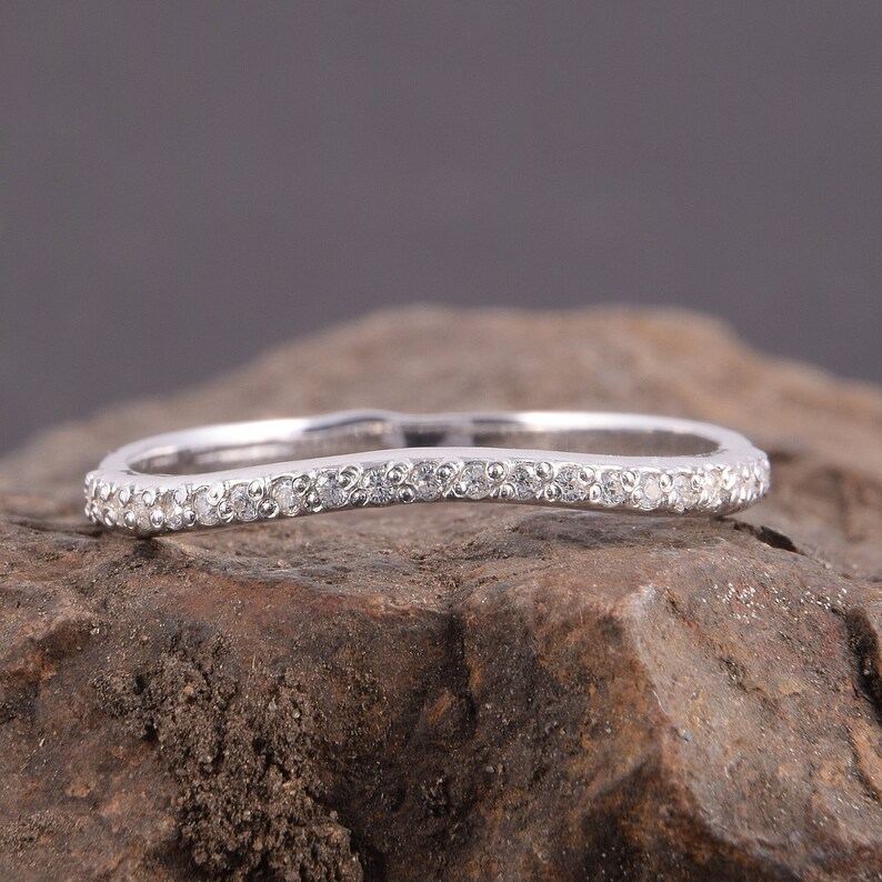 Set of 2 silver rings Cz silver rings Bridal rings set Silver promise rings Silver wedding rings Wedding rings set Women rings set