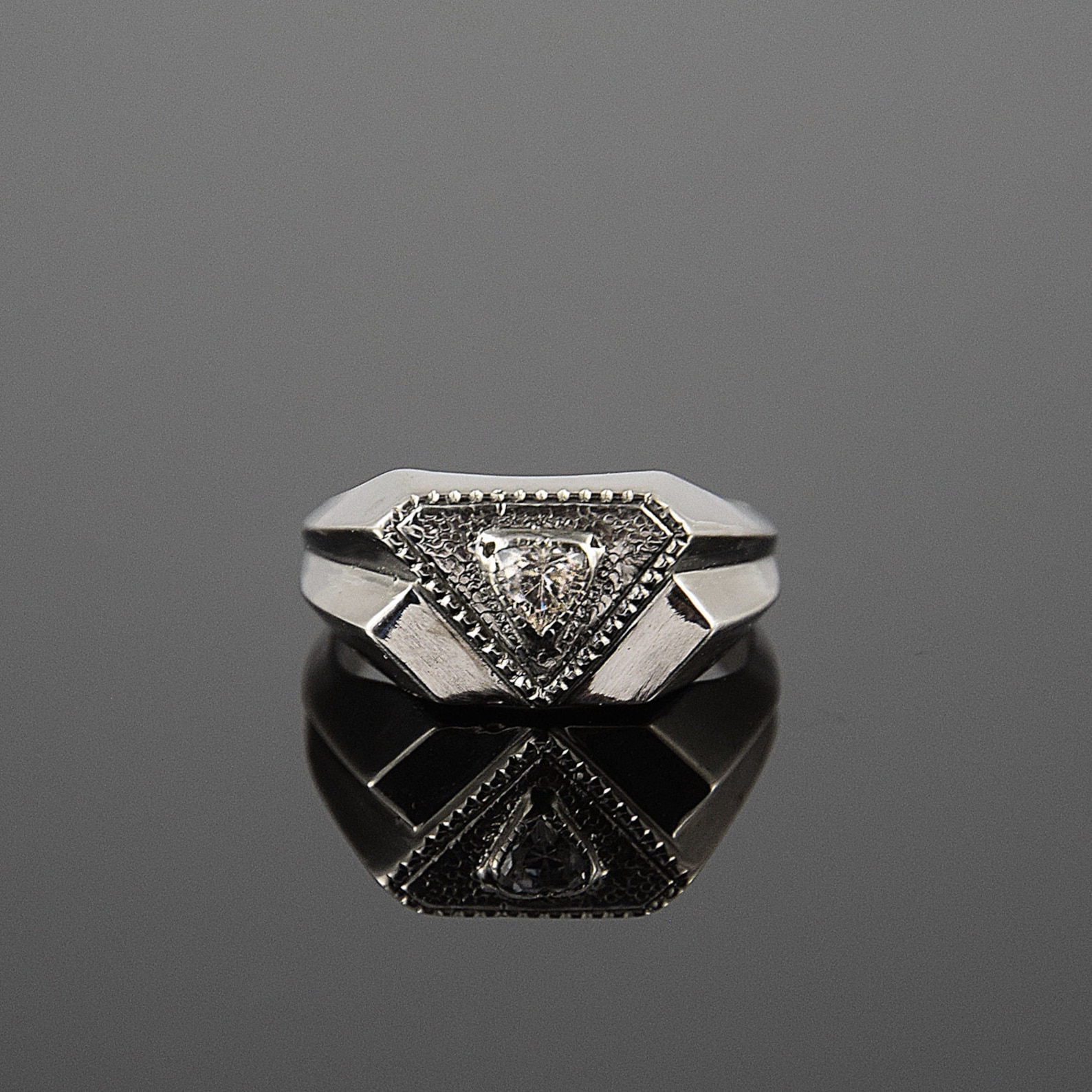 Art Deco Men Ring, Triangle Ring, Men Triangle Ring, Signet Ring ...