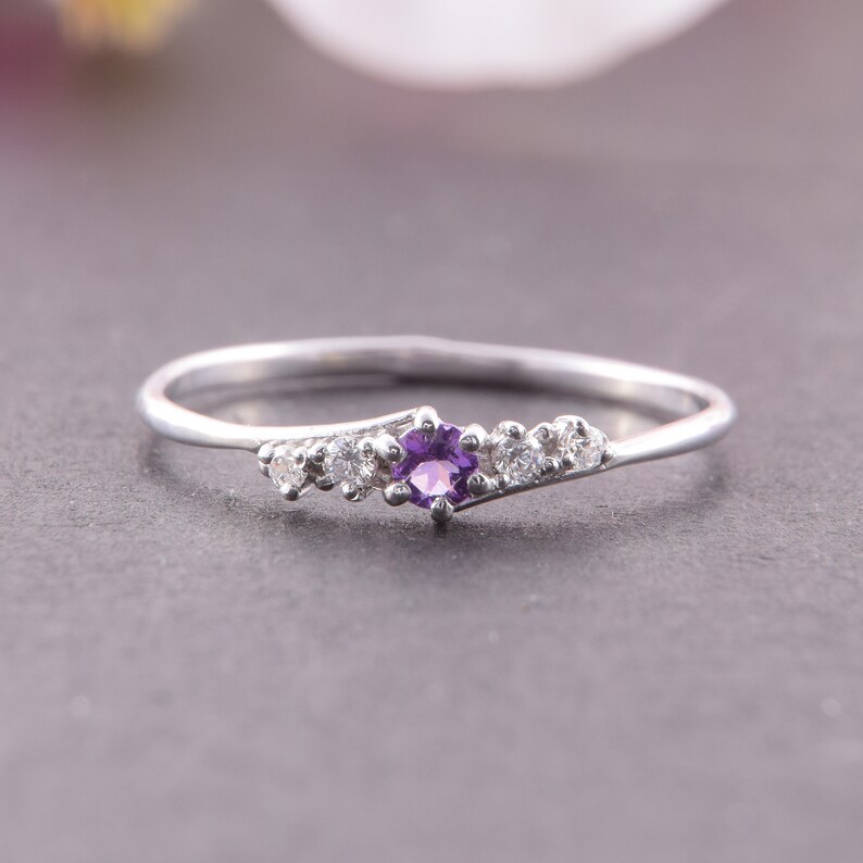 Amethyst ring Minimalist ring Dainty rings Promise ring Etsy