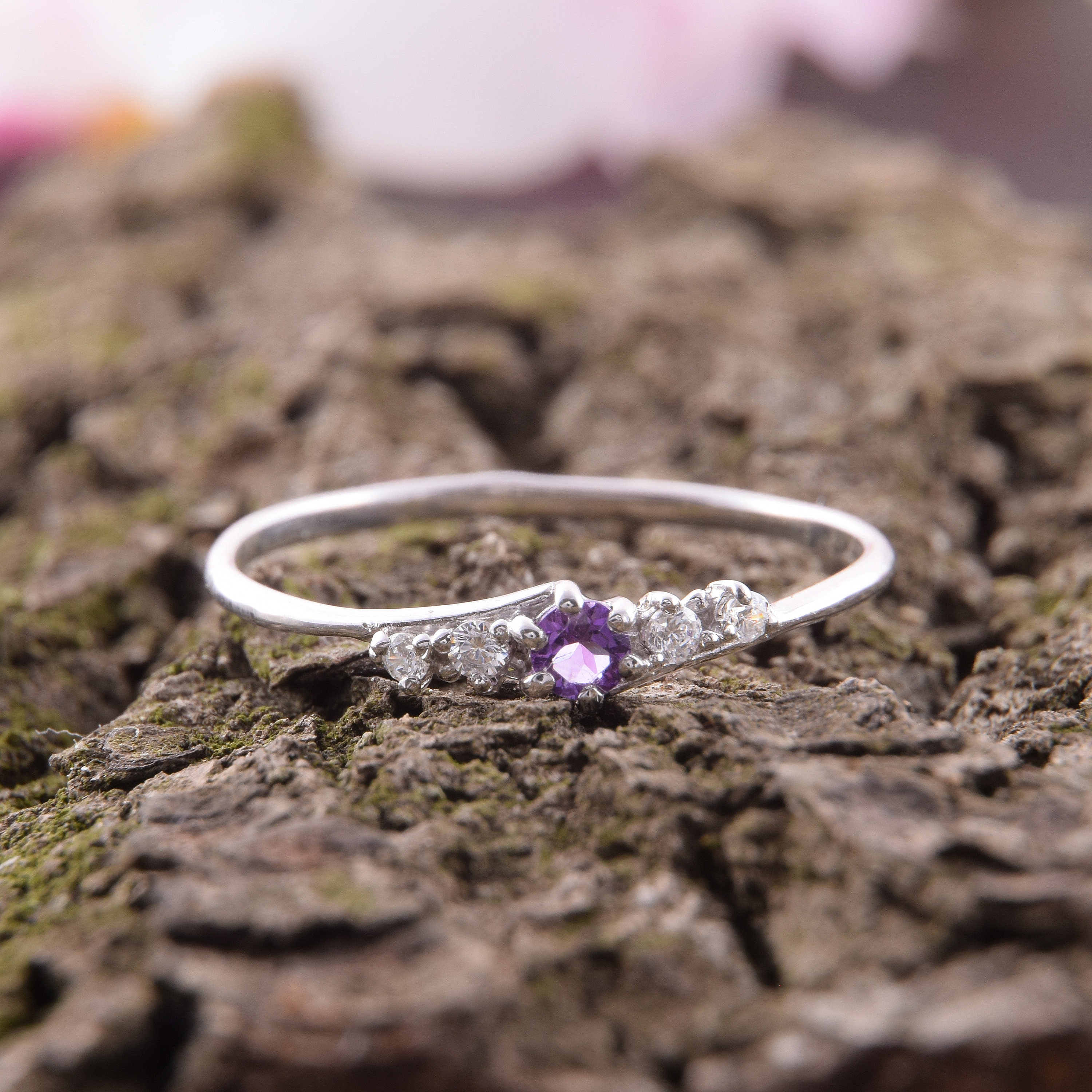 Amethyst Ring, Minimalist Ring, Dainty Rings, Promise Ring