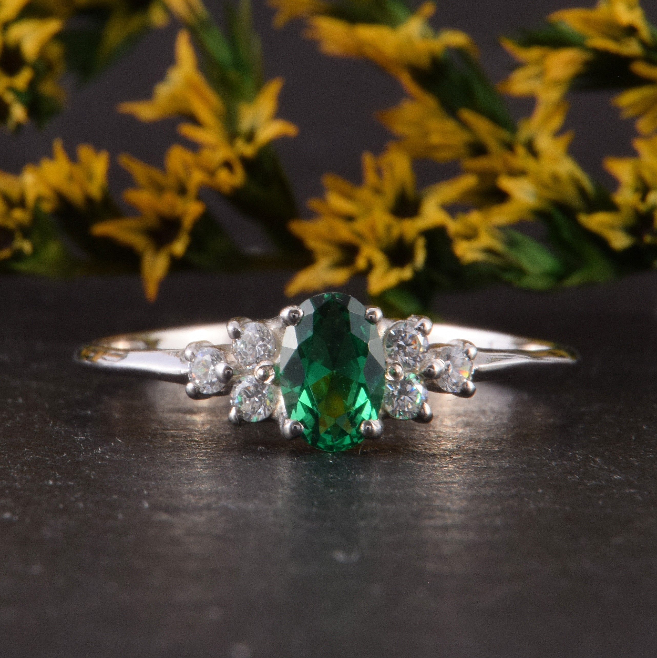 925 sterling silver emerald promise ring for her Small & Etsy