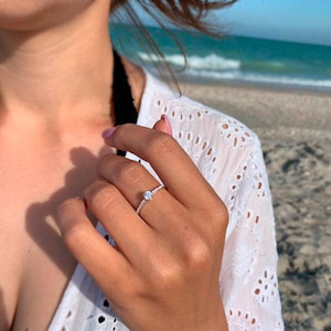 Unique 925 sterling silver dainty filigree promise ring for her, Art deco style womens promise ring, Minimalist delicate cz engagement ring