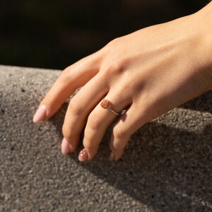 Women unique oval sunstone engagement ring, Minimalist silver sunstone promise ring, Anniversary ring gift, Gemstone ring, Birthday gift image 9