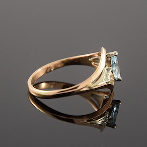 Art deco ring, Topaz ring, Gemstone ring, Geometric ring, Promise ring, Antique ring, Birthstone ring, Marquise ring, Rose gold ring image 3