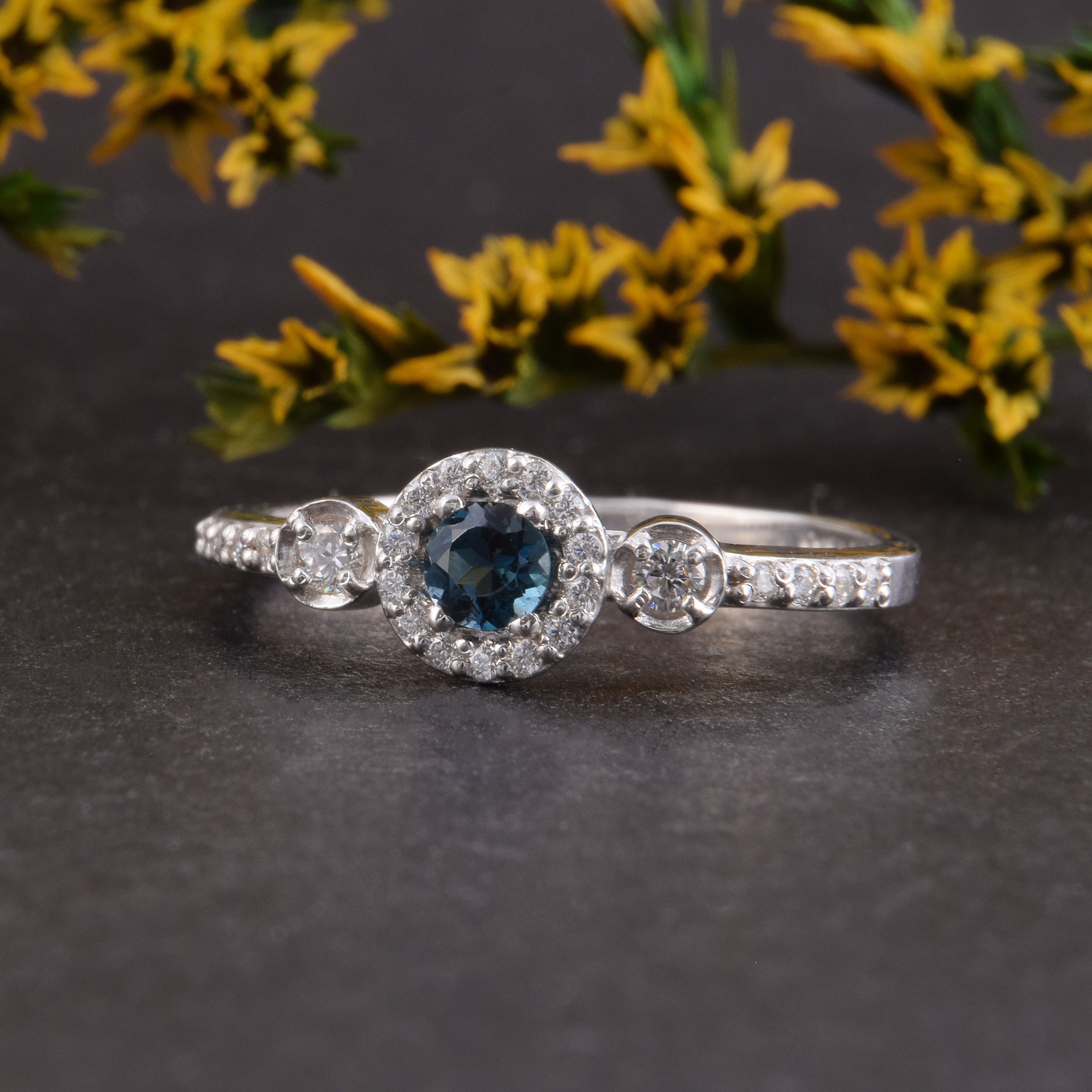 Small & simple london blue topaz promise ring for her Unique | Etsy