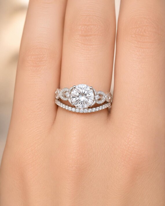 bridal sets silver vintage wedding rings