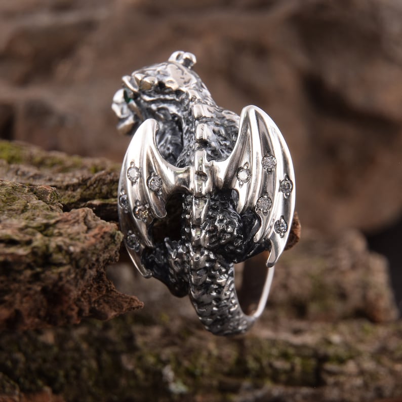 Dragon Ring Men Ring Silver Ring Man Ring Men Etsy