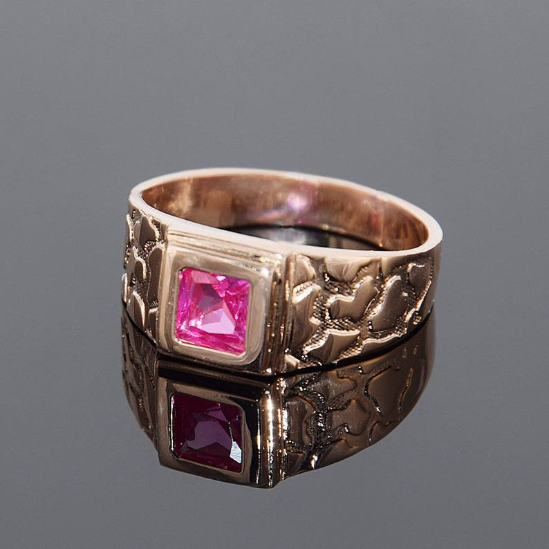 Gold gypsy ring Square men ring Men gypsy ring Gold men Etsy
