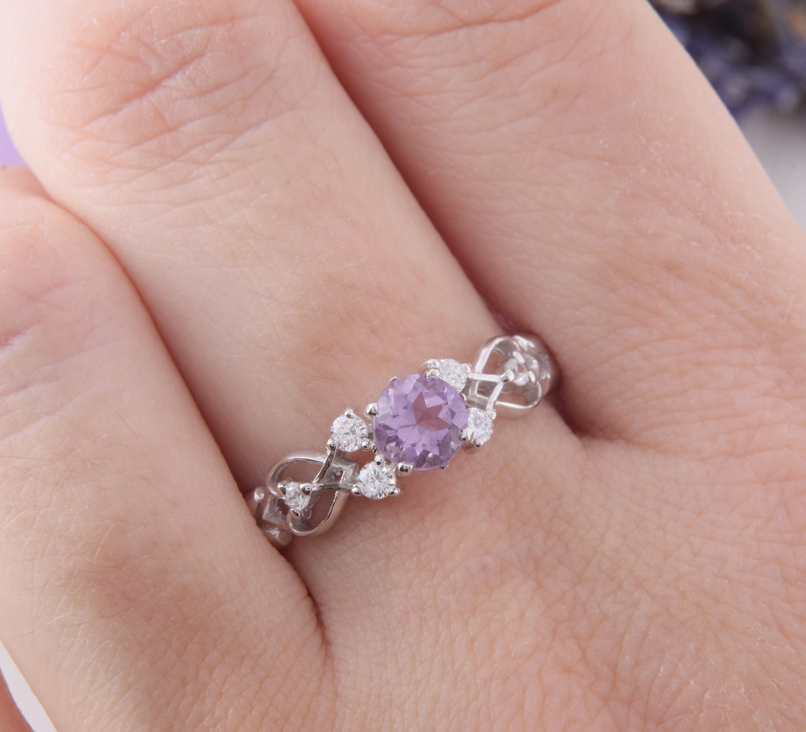 Unique Womens Amethyst Engagement Ring Antique Promise Ring Etsy