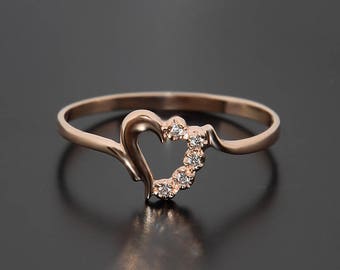 Promise ring, Heart ring, Elegant ring, Dainty ring, Tiny ring, Petite ring, Gold womans ring, Delicate ring, Gold promise ring