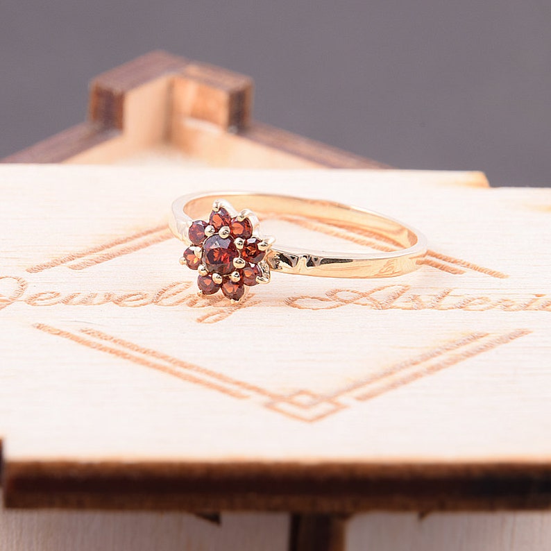 Promise ring Minimalist ring Tiny ring Garnet ring Gemstone ring Yellow gold ring Dainty ring Custom stone ring Birthstone ring