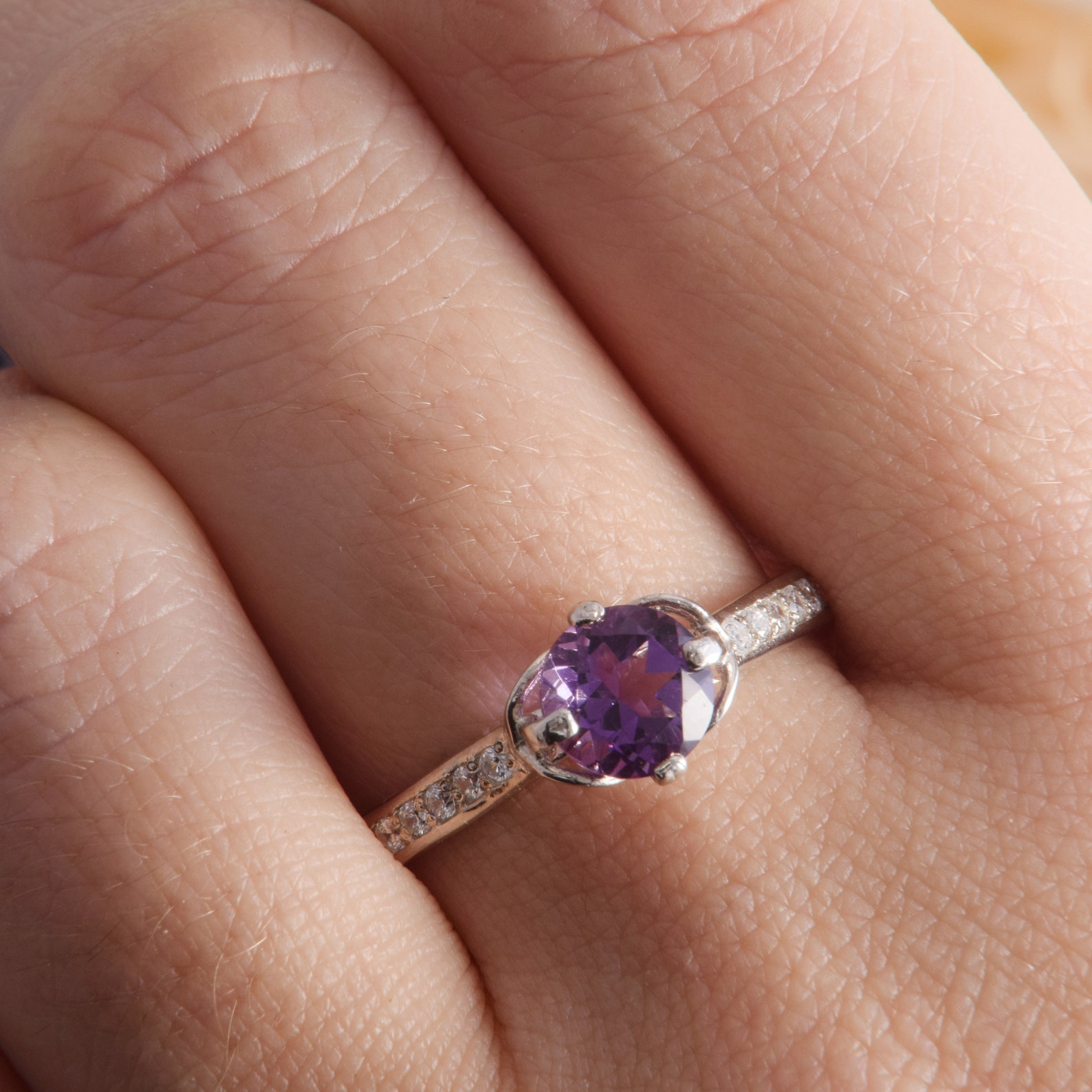 Unique Amethyst Engagement Ring Silver Amethyst Ring Womens - Etsy
