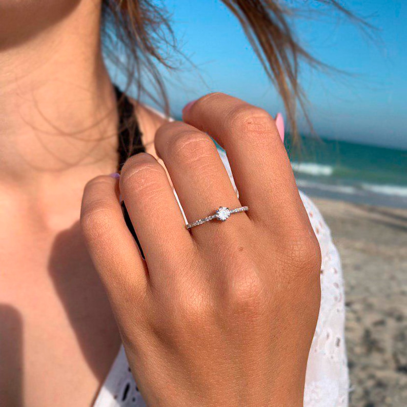 Women promise ring Elegant ring Dainty ring Tiny ring Etsy