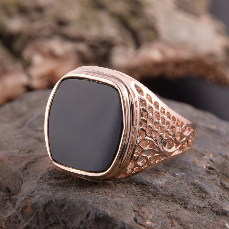 Black Onyx Ring Onyx Men Ring Square Men Ring Signet Men | Etsy