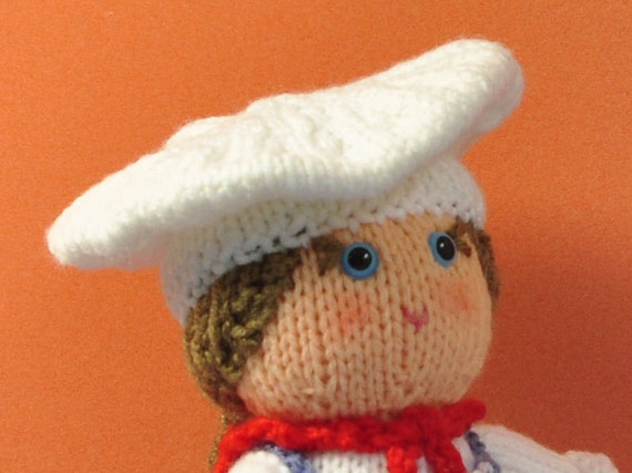 Knitted Girl Doll In Chef S Hat And Apron Pastry Chef Etsy