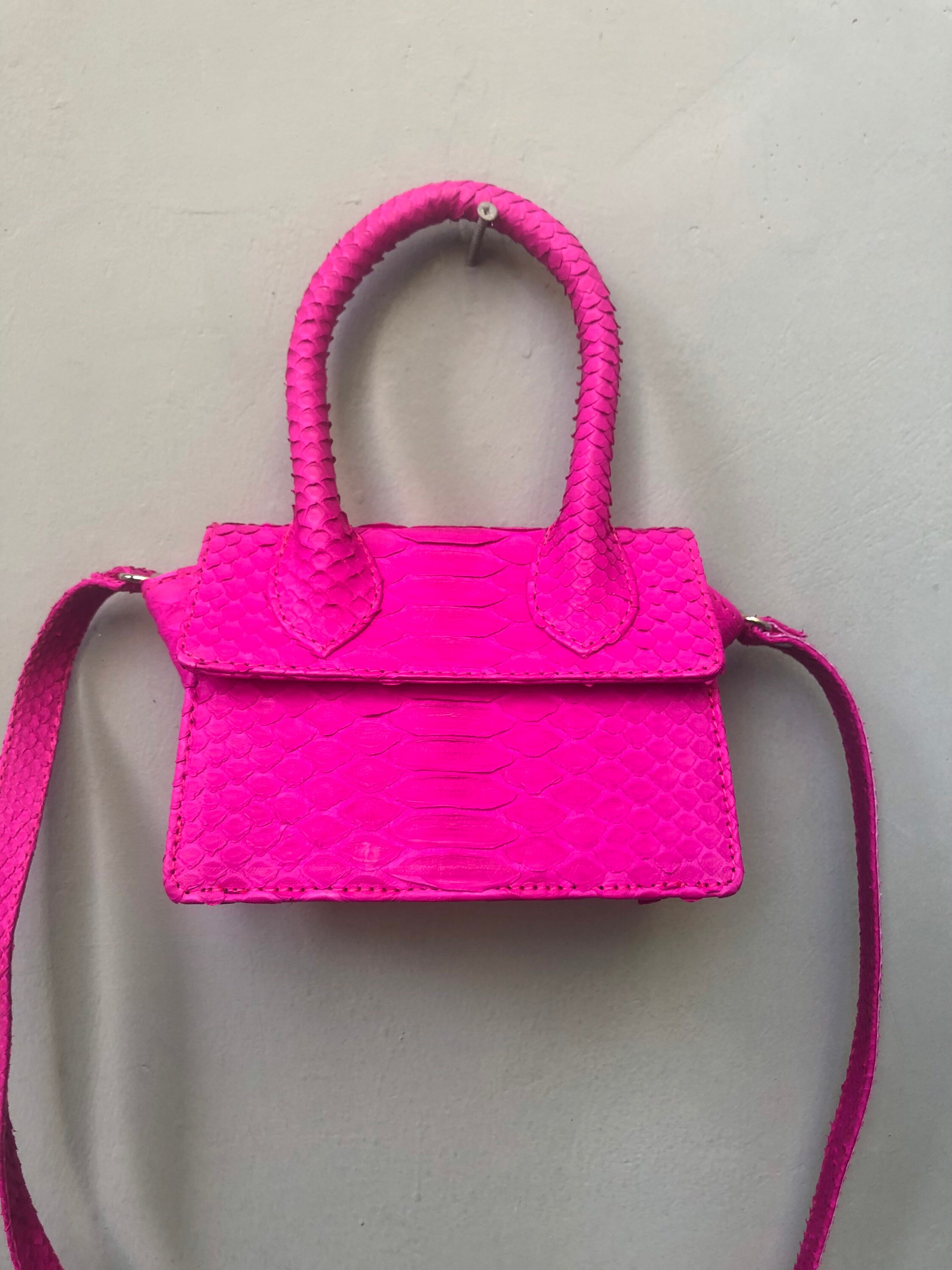 Hot Pink Mini Crossbody Bag Small Python Bag | Etsy