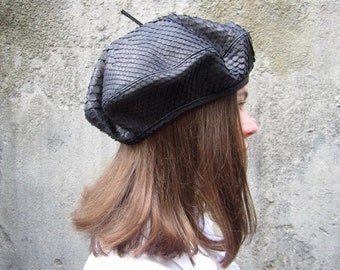 Black Leather Tam - Etsy