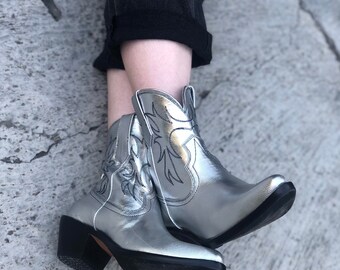 silver western booties