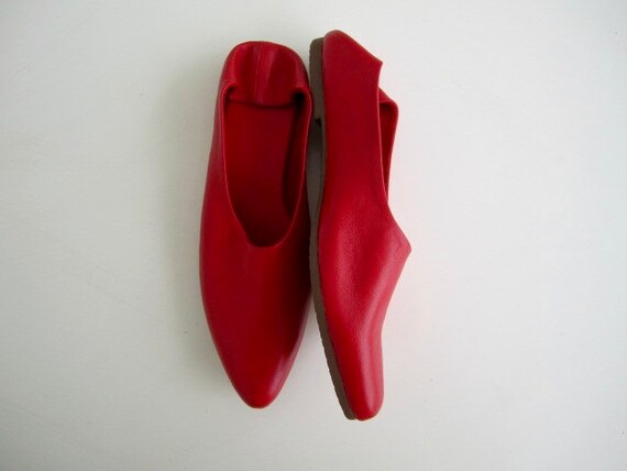 red leather mules