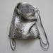 Grey Python Leather Drawstring Backpack, Unisex Leather Rucksack ...