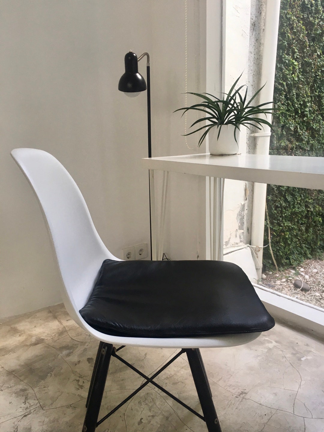 Black Leather Chair Pad Lamb Leather Seat Pad Modern Seat Etsy