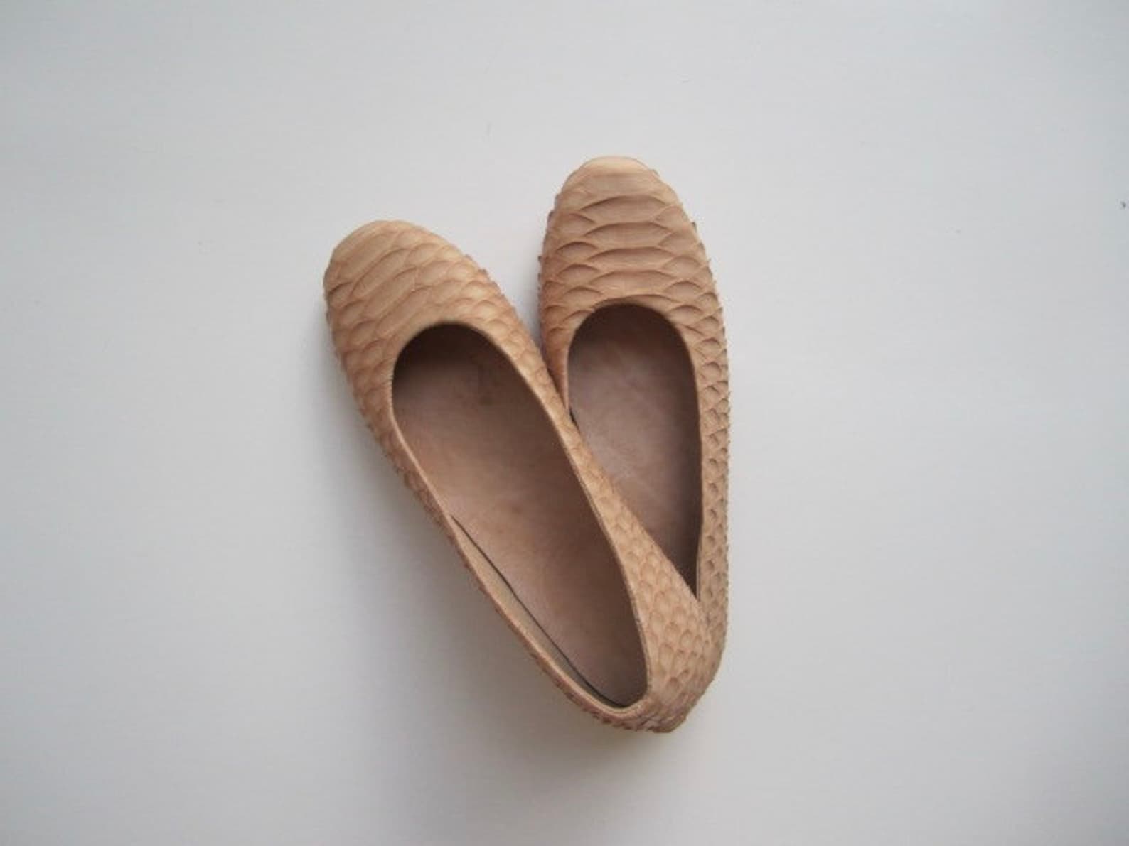 sale, nude python leather ballet flats, size 8 us