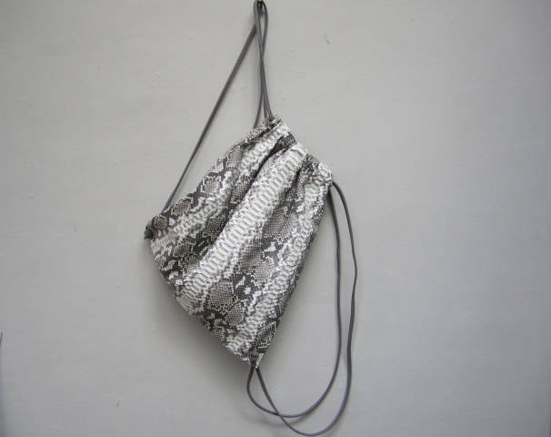 Grey Python Leather Drawstring Backpack Unisex Leather | Etsy