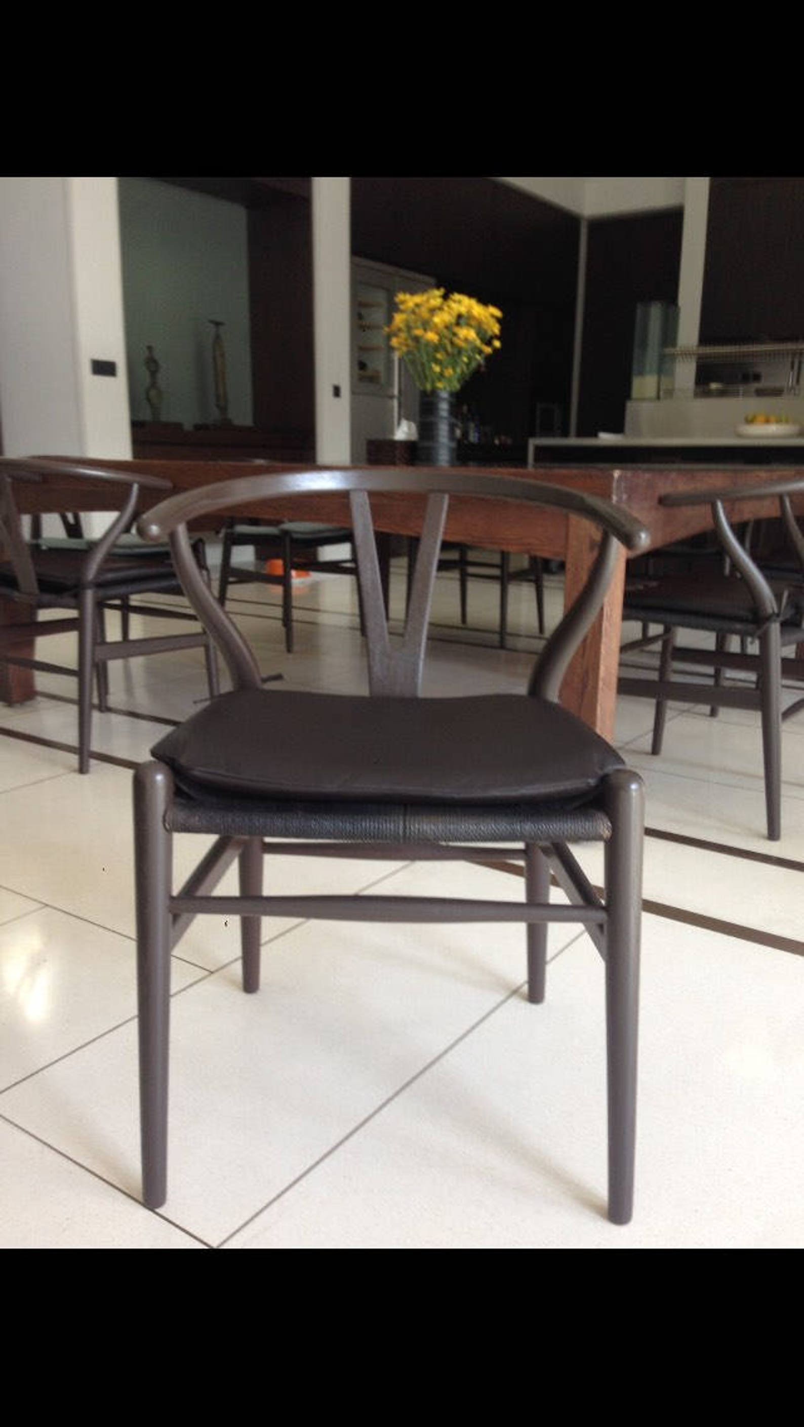 Dark Brown Leather Chair Pad Leather Chair Cover Modern Seat Etsy