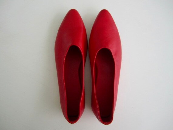 red leather mules