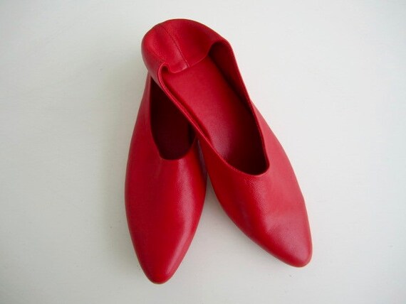 red leather mules