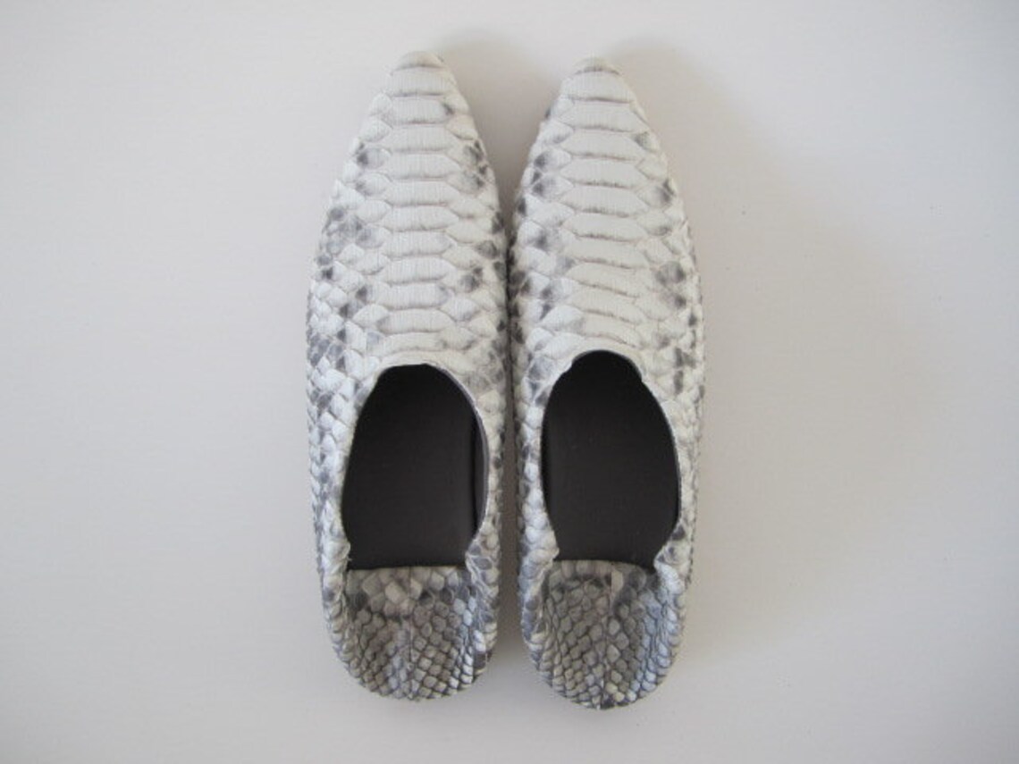 Python Leather Mules Flats With Fold Back Leather Slippers | Etsy