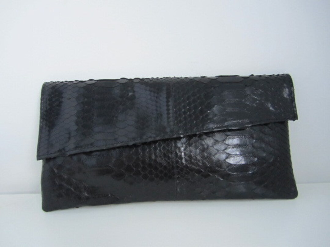 Black Python Leather Clutch Bag Leather Ladies Purse Python - Etsy